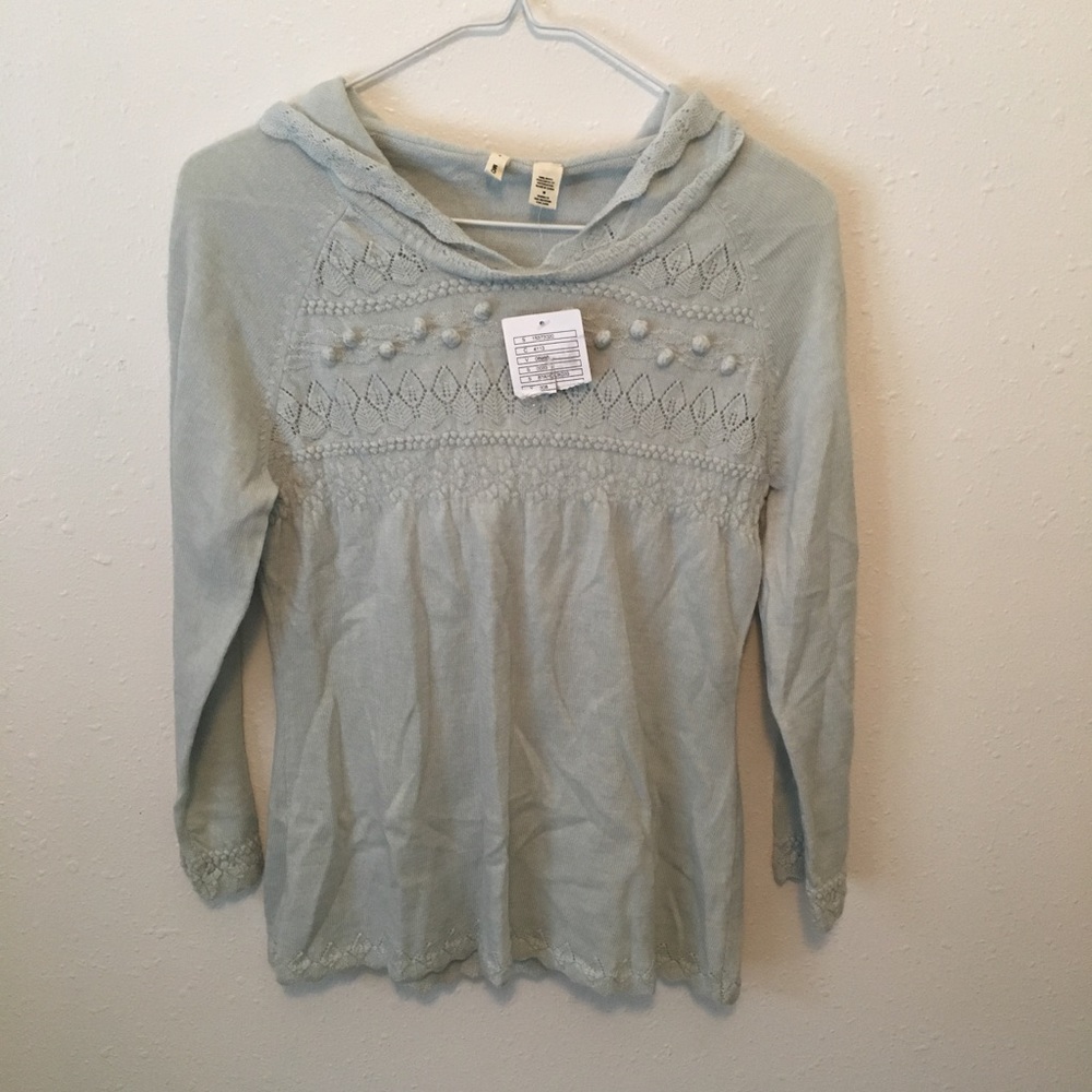 NWT anthropologie mint wool hooded sweater